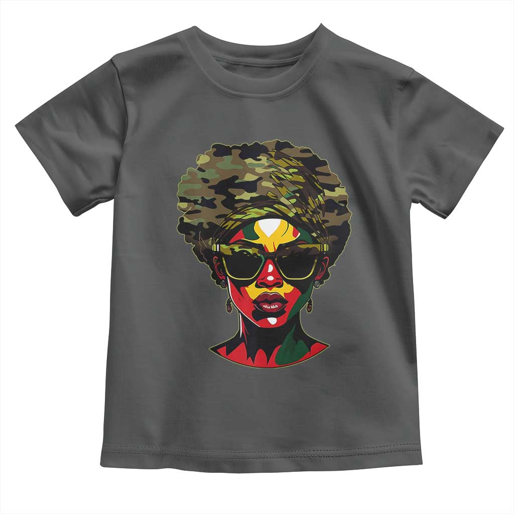 Camo African American Women Juneteenth Celebrating Black Freedom Day Toddler T Shirt TS11 Dark Heather Print Your Wear