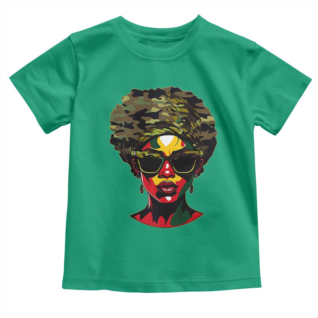 Camo African American Women Juneteenth Celebrating Black Freedom Day Toddler T Shirt TS11 Irish Green Print Your Wear
