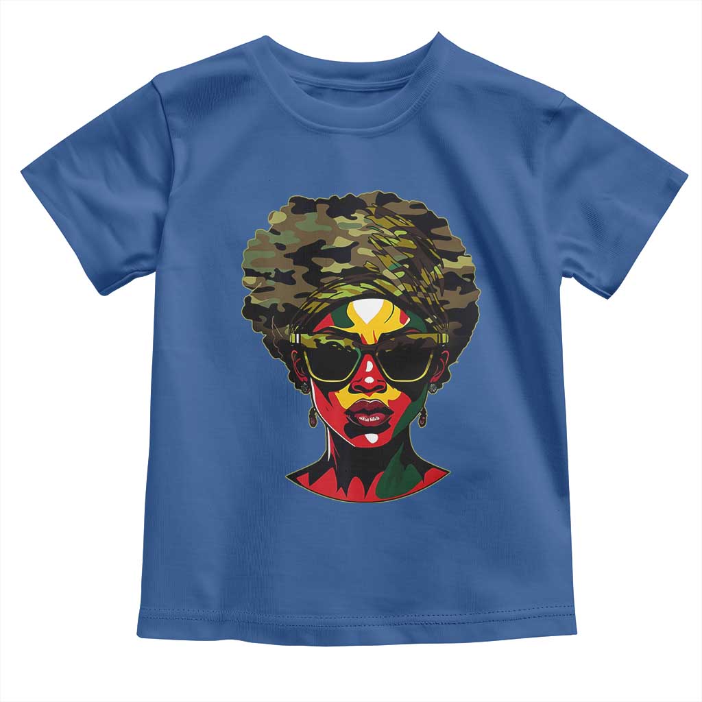Camo African American Women Juneteenth Celebrating Black Freedom Day Toddler T Shirt TS11 Royal Blue Print Your Wear