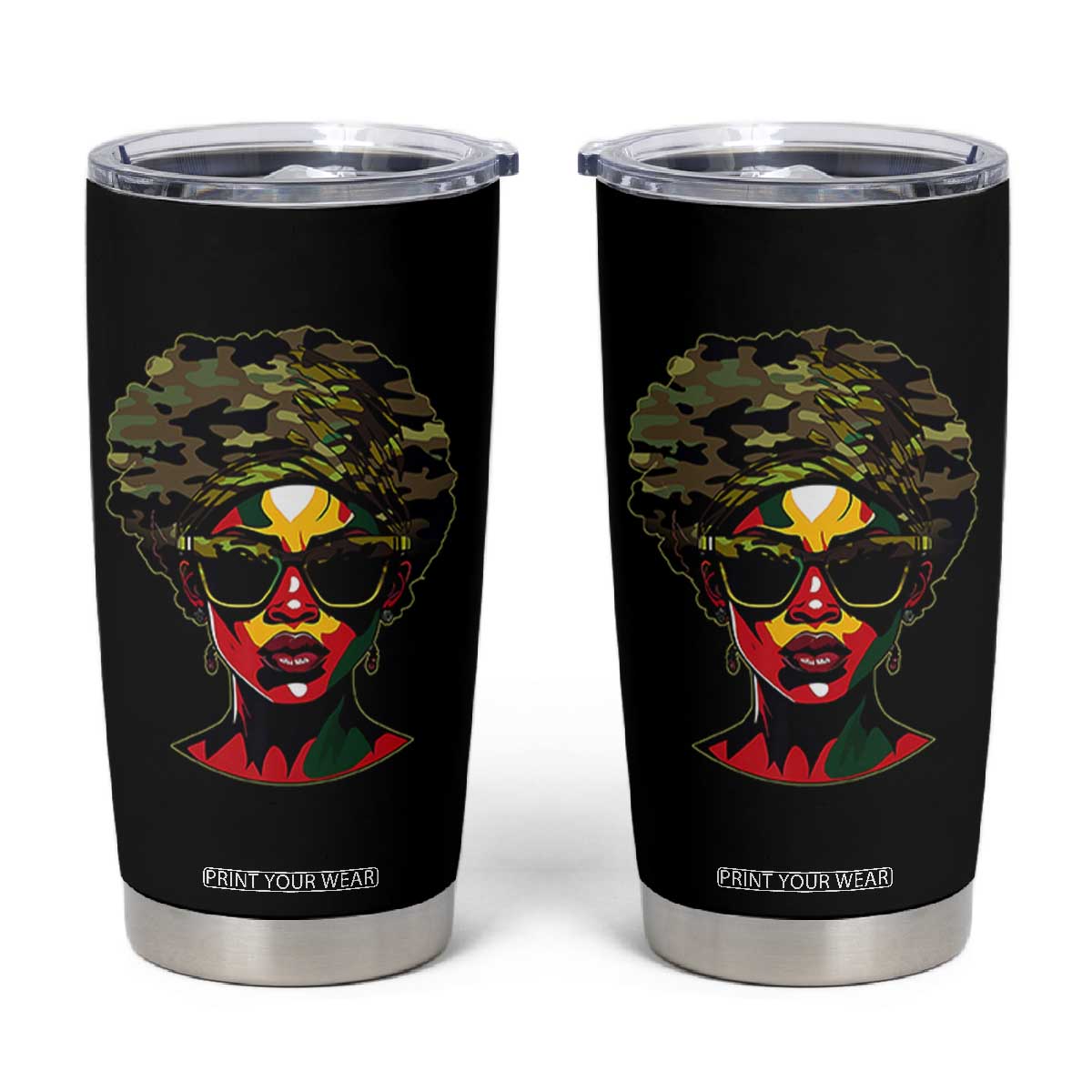 Camo African American Women Juneteenth Celebrating Black Freedom Day Tumbler Cup TS11 Black Print Your Wear