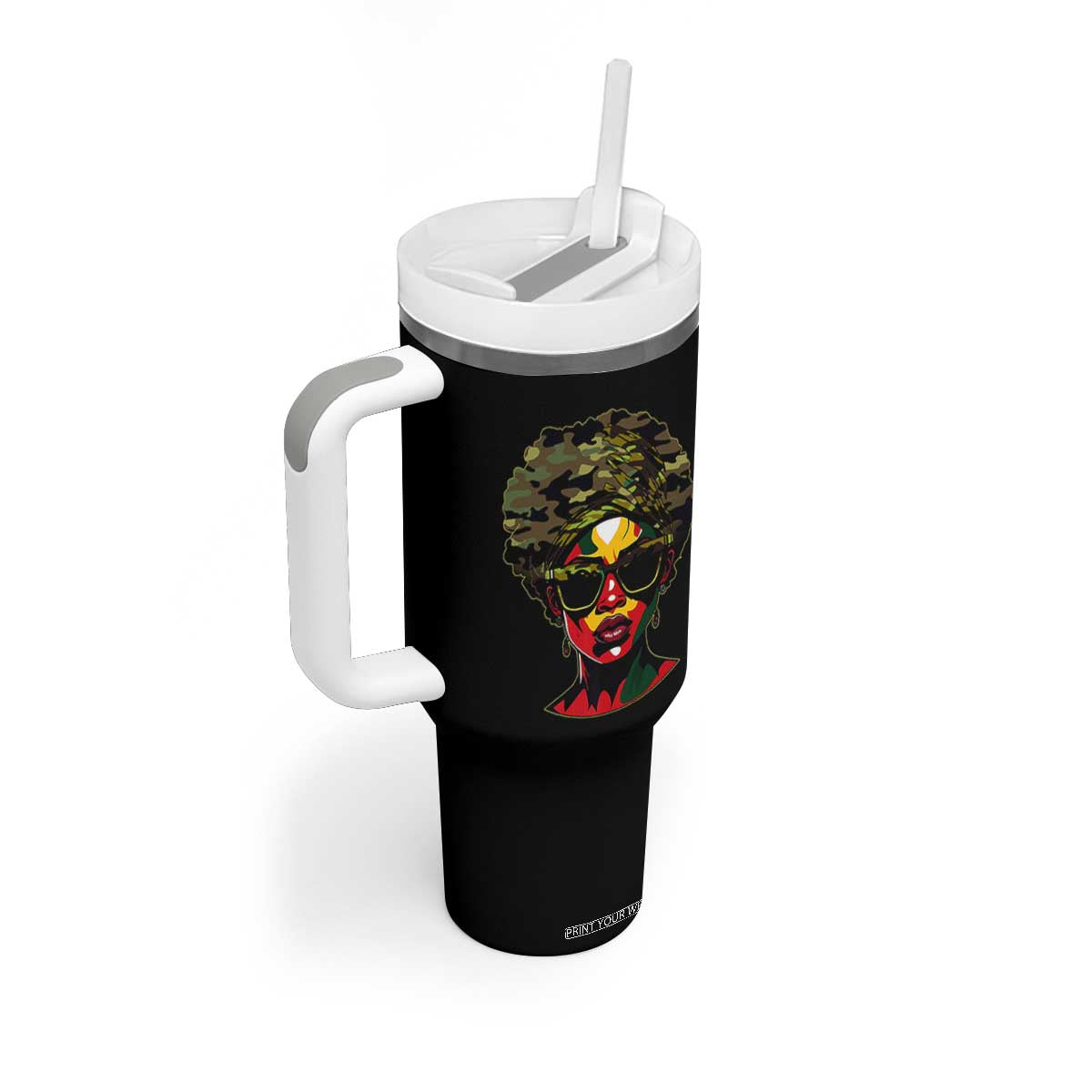 Camo African American Women Juneteenth Celebrating Black Freedom Day Tumbler With Handle TS11 Print Your Wear