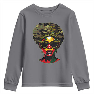 Camo African American Women Juneteenth Celebrating Black Freedom Day Youth Sweatshirt TS11 Charcoal Print Your Wear