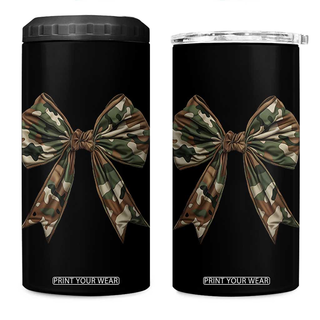 Camo Coquette Bow 4 in 1 Can Cooler Tumbler Camouflage Old Hunting Women Girl TS10 One Size: 16 oz Black Print Your Wear