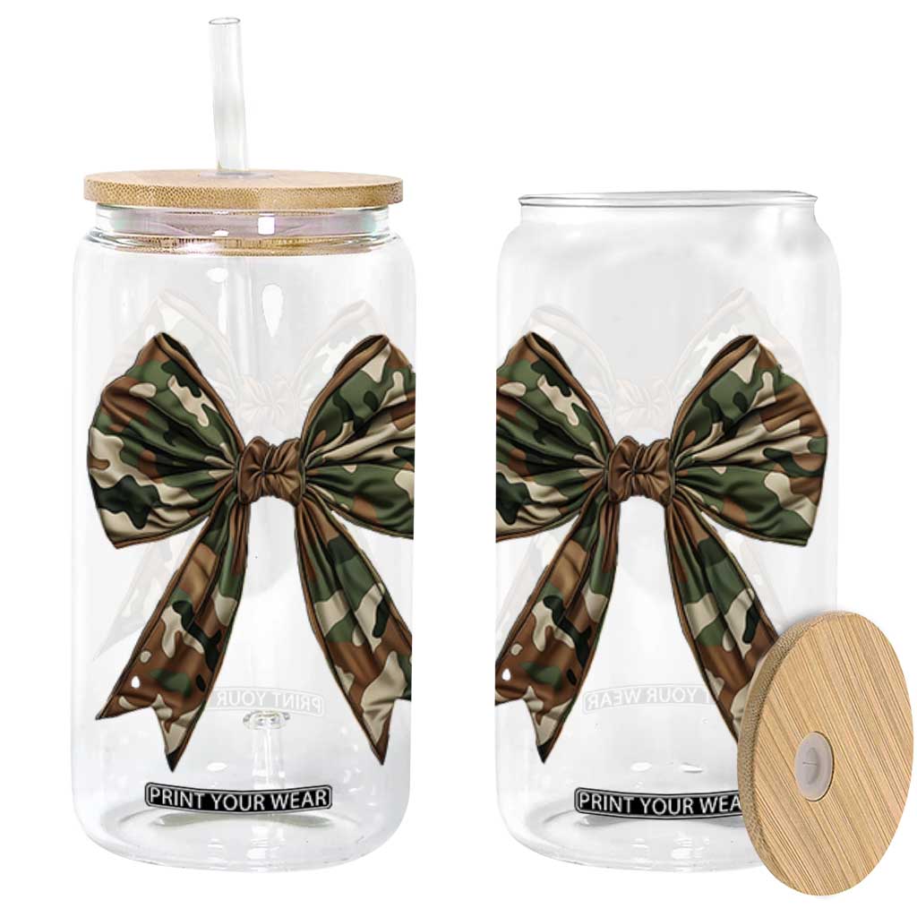 Camo Coquette Bow Glass Can Camouflage Old Hunting Women Girl TS10 Black Print Your Wear