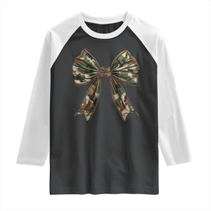 Camo Coquette Bow Raglan Shirt Camouflage Old Hunting Women Girl TS10 Black White Print Your Wear