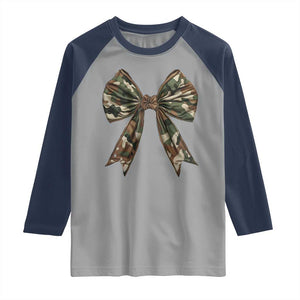Camo Coquette Bow Raglan Shirt Camouflage Old Hunting Women Girl TS10 Sport Gray Navy Print Your Wear