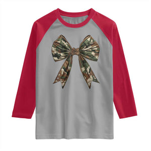 Camo Coquette Bow Raglan Shirt Camouflage Old Hunting Women Girl TS10 Sport Gray Red Print Your Wear