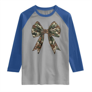 Camo Coquette Bow Raglan Shirt Camouflage Old Hunting Women Girl TS10 Sport Gray Royal Print Your Wear