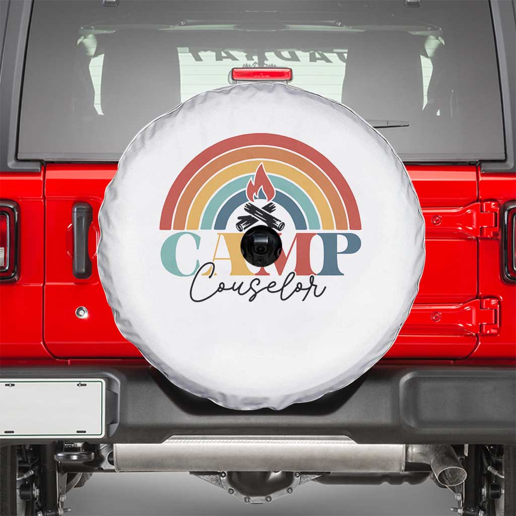 Camp Counselor Spare Tire Cover Summer Camp Rainbow TS11 White Print Your Wear