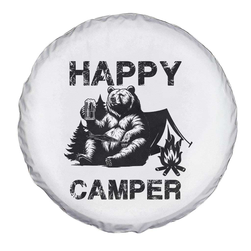 Camping Lover Spare Tire Cover Happy Camper Funny Bear Campfire Beer TS11 Print Your Wear