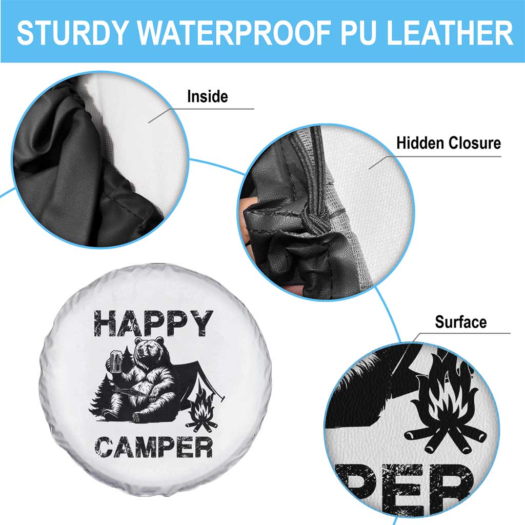 Camping Lover Spare Tire Cover Happy Camper Funny Bear Campfire Beer TS11 Print Your Wear