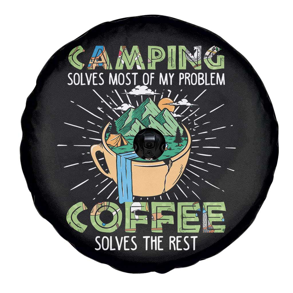 Camping Spare Tire Cover Camping Solves Problems Coffee Solves Rest Funny Camper TS02 Print Your Wear