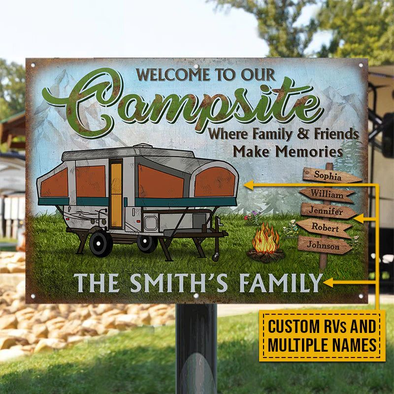 Personalized Camping Metal Sign Welcome To Our Campsite CTM One Size 24x18 inch (60.96x45.72 cm) Custom - Printyourwear