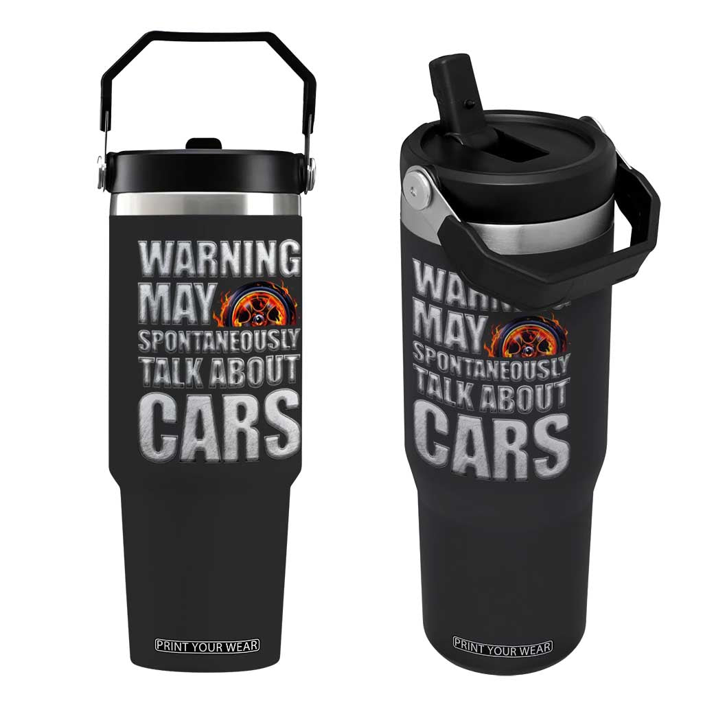 Car Lover Flip Straw Tumbler Warning May Spontaneously Talk About Cars TS09 One Size: 30 oz Black Print Your Wear