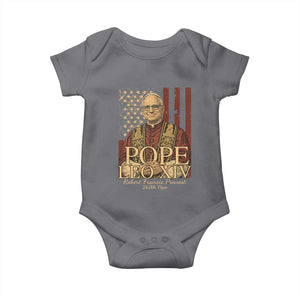 Cardinal Pope Leo XIV Baby Onesie 267th Robert Francis Prevost American Flag TS11 Charcoal Print Your Wear