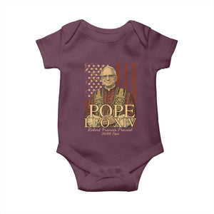 Cardinal Pope Leo XIV Baby Onesie 267th Robert Francis Prevost American Flag TS11 Maroon Print Your Wear