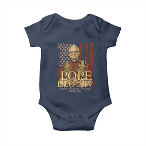 Cardinal Pope Leo XIV Baby Onesie 267th Robert Francis Prevost American Flag TS11 Navy Print Your Wear
