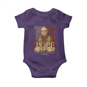 Cardinal Pope Leo XIV Baby Onesie 267th Robert Francis Prevost American Flag TS11 Purple Print Your Wear