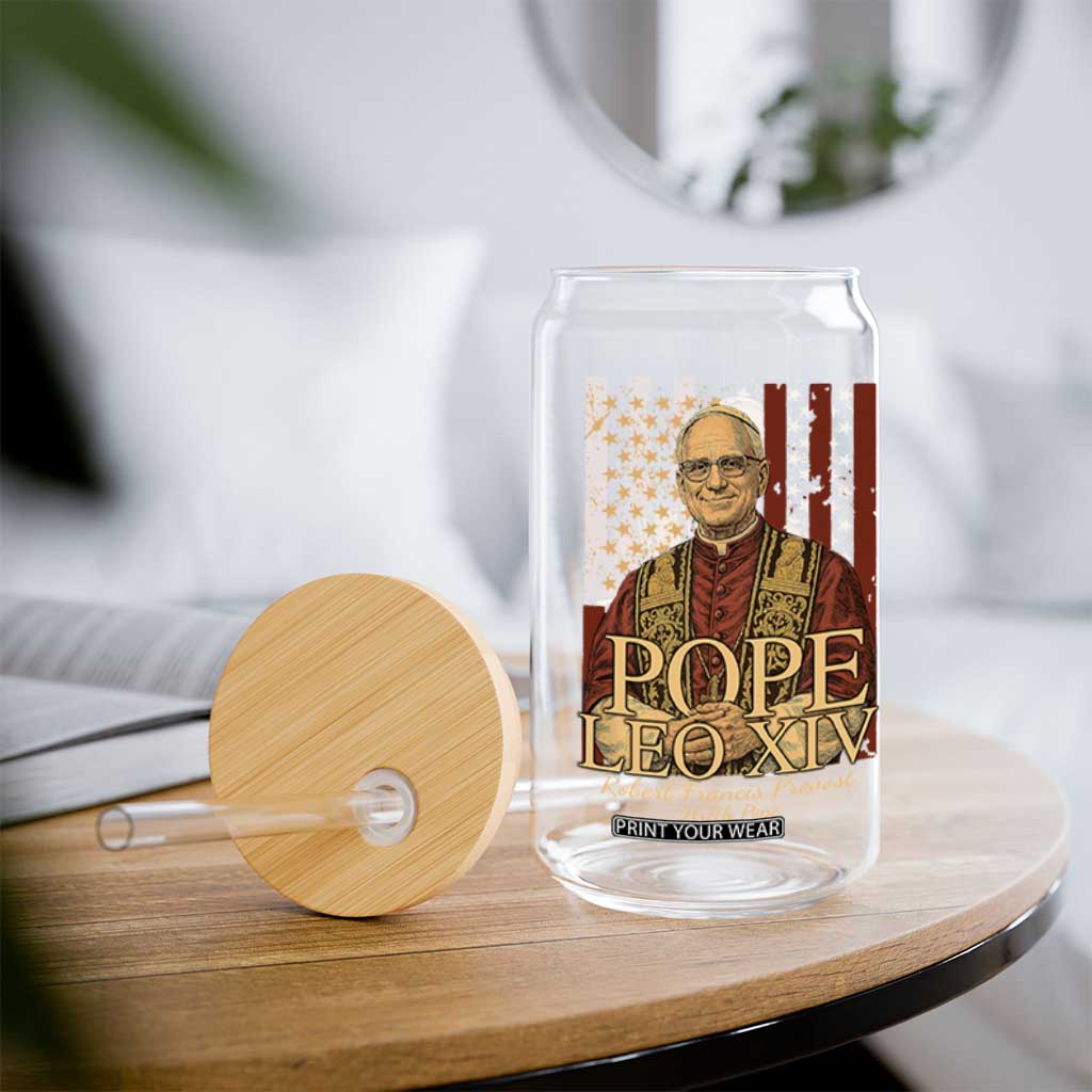 Cardinal Pope Leo XIV Glass Can 267th Robert Francis Prevost American Flag TS11 Print Your Wear