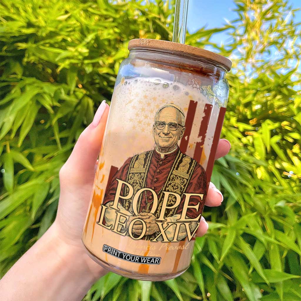 Cardinal Pope Leo XIV Glass Can 267th Robert Francis Prevost American Flag TS11 Print Your Wear
