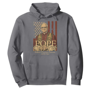 Cardinal Pope Leo XIV Hoodie 267th Robert Francis Prevost American Flag TS11 Charcoal Print Your Wear