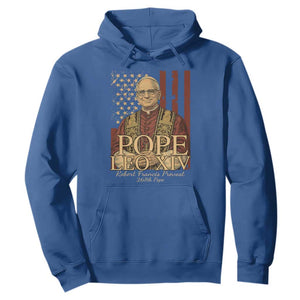 Cardinal Pope Leo XIV Hoodie 267th Robert Francis Prevost American Flag TS11 Royal Blue Print Your Wear