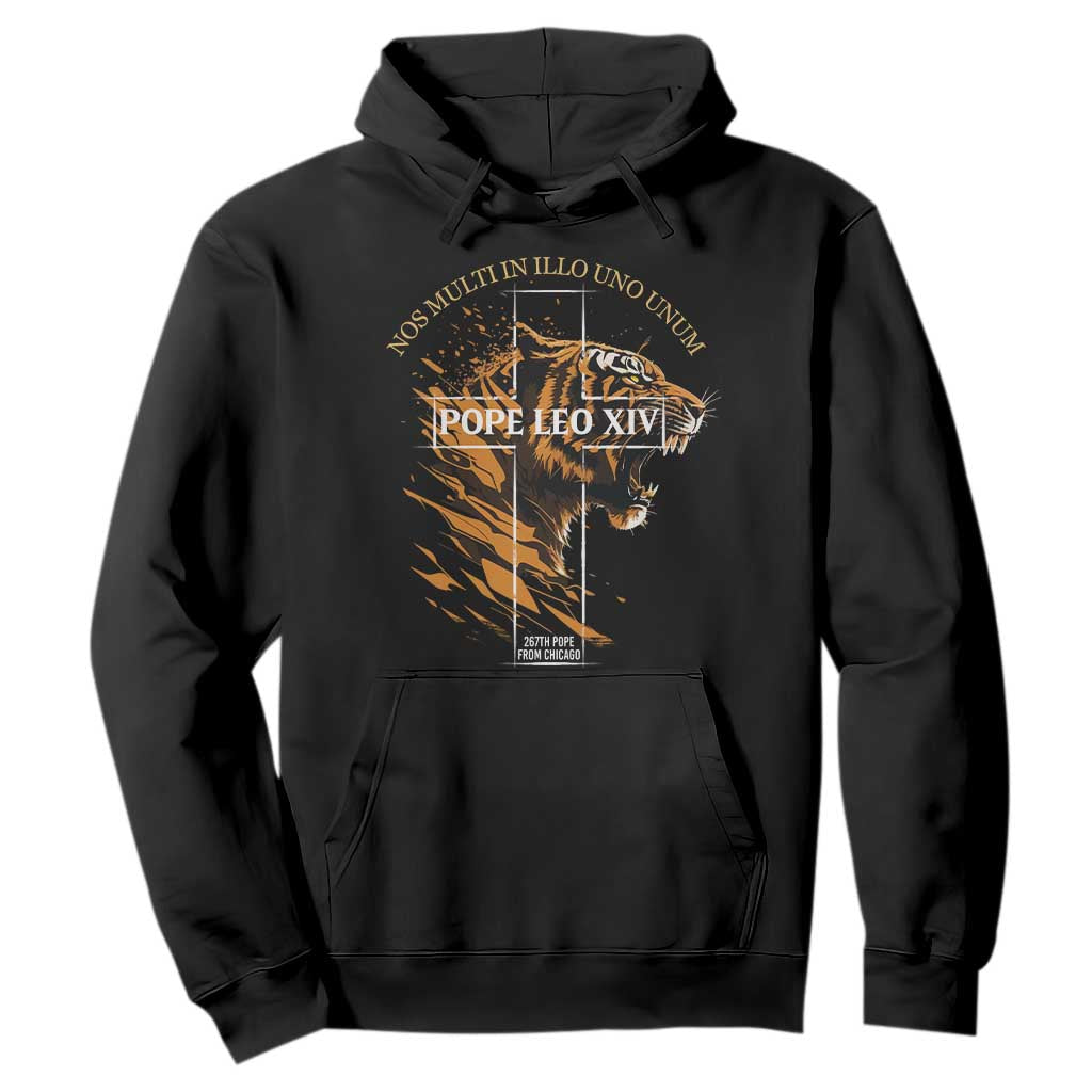 Cardinal Pope Leo XIV Hoodie Nos Multi In Illo Uno Unum 267th Pope From Chicago Tiger TS11 Black Print Your Wear