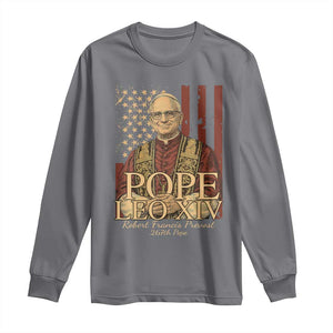 Cardinal Pope Leo XIV Long Sleeve Shirt 267th Robert Francis Prevost American Flag TS11 Charcoal Print Your Wear