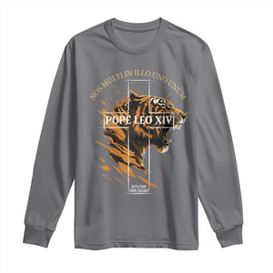 Cardinal Pope Leo XIV Long Sleeve Shirt Nos Multi In Illo Uno Unum 267th Pope From Chicago Tiger TS11 Charcoal Print Your Wear