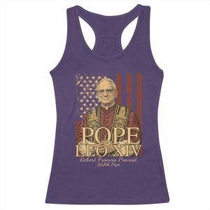 Cardinal Pope Leo XIV Racerback Tank Top 267th Robert Francis Prevost American Flag TS11 Purple Print Your Wear
