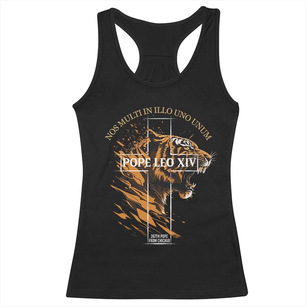 Cardinal Pope Leo XIV Racerback Tank Top Nos Multi In Illo Uno Unum 267th Pope From Chicago Tiger TS11 Black Print Your Wear