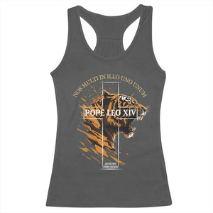 Cardinal Pope Leo XIV Racerback Tank Top Nos Multi In Illo Uno Unum 267th Pope From Chicago Tiger TS11 Dark Heather Print Your Wear