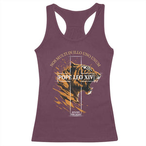 Cardinal Pope Leo XIV Racerback Tank Top Nos Multi In Illo Uno Unum 267th Pope From Chicago Tiger TS11 Maroon Print Your Wear