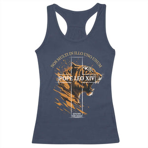 Cardinal Pope Leo XIV Racerback Tank Top Nos Multi In Illo Uno Unum 267th Pope From Chicago Tiger TS11 Navy Print Your Wear