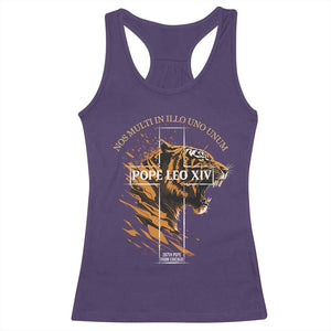 Cardinal Pope Leo XIV Racerback Tank Top Nos Multi In Illo Uno Unum 267th Pope From Chicago Tiger TS11 Purple Print Your Wear