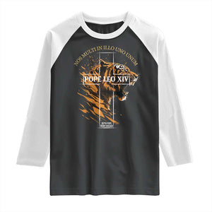 Cardinal Pope Leo XIV Raglan Shirt Nos Multi In Illo Uno Unum 267th Pope From Chicago Tiger TS11 Black White Print Your Wear