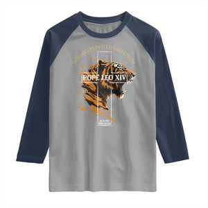 Cardinal Pope Leo XIV Raglan Shirt Nos Multi In Illo Uno Unum 267th Pope From Chicago Tiger TS11 Sport Gray Navy Print Your Wear