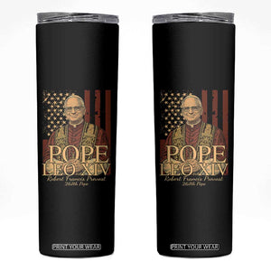 Cardinal Pope Leo XIV Skinny Tumbler 267th Robert Francis Prevost American Flag TS11 Black Print Your Wear