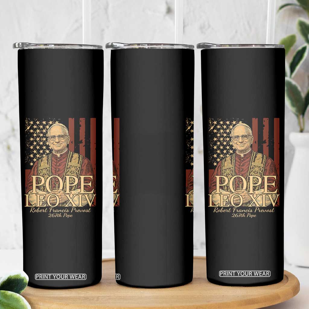 Cardinal Pope Leo XIV Skinny Tumbler 267th Robert Francis Prevost American Flag TS11 Print Your Wear
