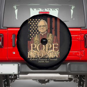 Cardinal Pope Leo XIV Spare Tire Cover 267th Robert Francis Prevost American Flag TS11 Black Print Your Wear