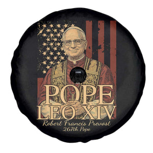 Cardinal Pope Leo XIV Spare Tire Cover 267th Robert Francis Prevost American Flag TS11 Print Your Wear