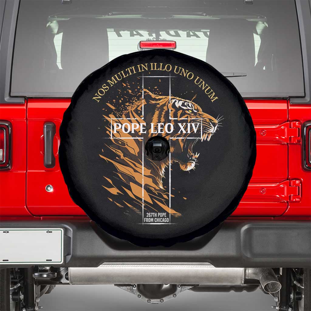 Cardinal Pope Leo XIV Spare Tire Cover Nos Multi In Illo Uno Unum 267th Pope From Chicago Tiger TS11 Black Print Your Wear