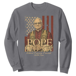 Cardinal Pope Leo XIV Sweatshirt 267th Robert Francis Prevost American Flag TS11 Charcoal Print Your Wear