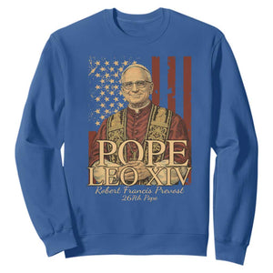 Cardinal Pope Leo XIV Sweatshirt 267th Robert Francis Prevost American Flag TS11 Royal Blue Print Your Wear