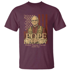 Cardinal Pope Leo XIV T Shirt 267th Robert Francis Prevost American Flag TS11 Maroon Print Your Wear