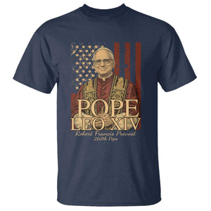 Cardinal Pope Leo XIV T Shirt 267th Robert Francis Prevost American Flag TS11 Navy Print Your Wear