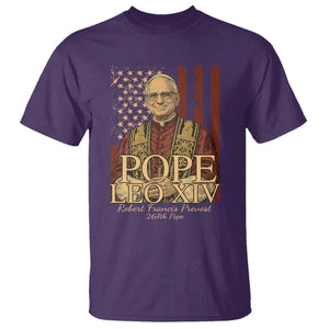 Cardinal Pope Leo XIV T Shirt 267th Robert Francis Prevost American Flag TS11 Purple Print Your Wear