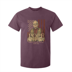 Cardinal Pope Leo XIV T Shirt For Kid 267th Robert Francis Prevost American Flag TS11 Maroon Print Your Wear