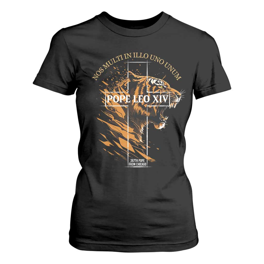 Cardinal Pope Leo XIV T Shirt For Women Nos Multi In Illo Uno Unum 267th Pope From Chicago Tiger TS11 Black Print Your Wear