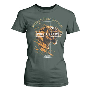 Cardinal Pope Leo XIV T Shirt For Women Nos Multi In Illo Uno Unum 267th Pope From Chicago Tiger TS11 Dark Forest Green Print Your Wear